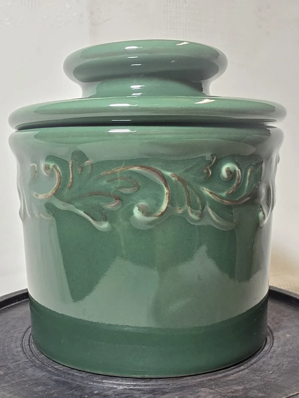 Forest Green Ceramic Butter Bell | French Butter Keeper Crock